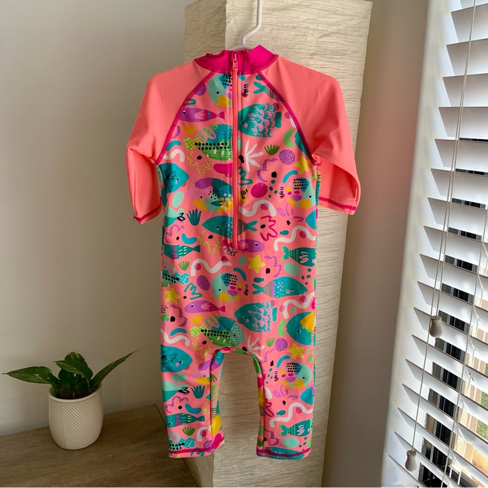 MINI CLUB - Bright Pink & Neon Sea Theme Swim Suit - Sun Safe 4 to 5 Years - NEW - Picture 5 of 6